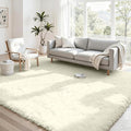 4x6 Fluffy Shag Area Rugs for Living Room Bedroom: Soft Carpet Cream White | by CarpetAddColortoYourLife
