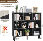 LEYAOYAO 10 Cube Bookshelf, 3 Tier Modern Wide Bookcase - Image 2