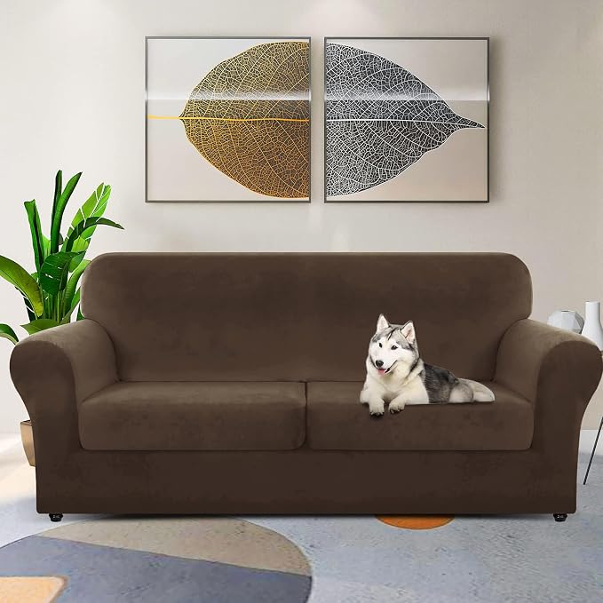 ZNSAYOTX Oversized Velvet 3 Piece Couch Cover - Image 2