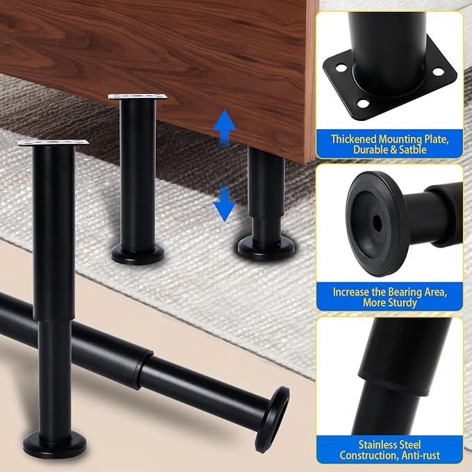4 PCS Adjustable Height Bed Support Legs - Image 5