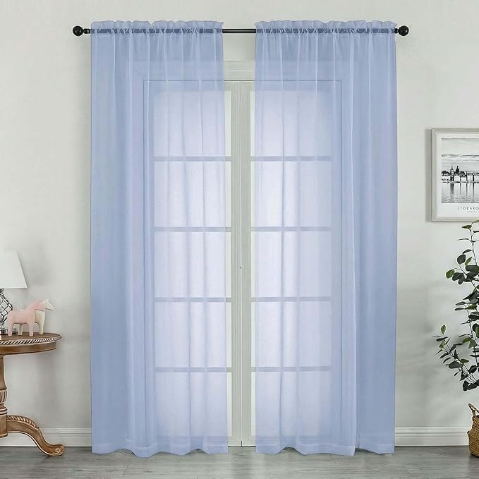 Sheer Curtains 78 Inches Long 2 Panels Set by OWENIE