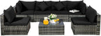Tangkula 7 Pieces Patio Rattan Furniture Set, Patiojoy Outdoor Conversation Set - Image 9