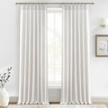 Extra Long 112 Inch Beige White Light Filtering High Ceiling Curtains by PleatedDrapes