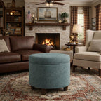 Homepop Home Decor | Upholstered Round Storage Ottoman | Ottoman - Image 4