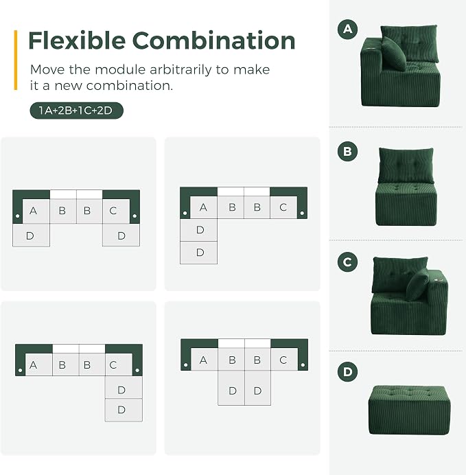 MAXYOYO 129.5" Modular Sectional Sofa Couch, U Shaped Modern Cloud Couch - Image 8