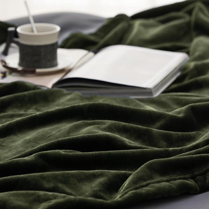 Bedsure Fleece Blankets King Size Oive Green - Image 4