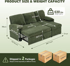 VINGLI Green Convertible Futon Sofa Bed, Sleeper Sofa - Image 2
