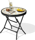 Foldable Patio Side Tables, 17.7" Small End Table Outdoor Weatherproof - Image 6