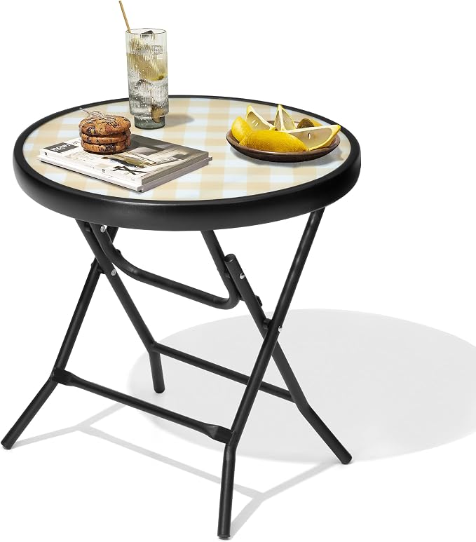 Foldable Patio Side Tables, 17.7" Small End Table Outdoor Weatherproof - Image 6