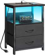 Fixwal Night Stand with Charging Station, LED Nightstand with U-S-B Ports and by Fixwal