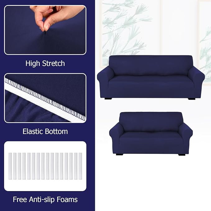 Peryiter 2 Pcs Sofa Covers Couch and Loveseat Covers Set Stretch Sofa Slipcover - Image 4