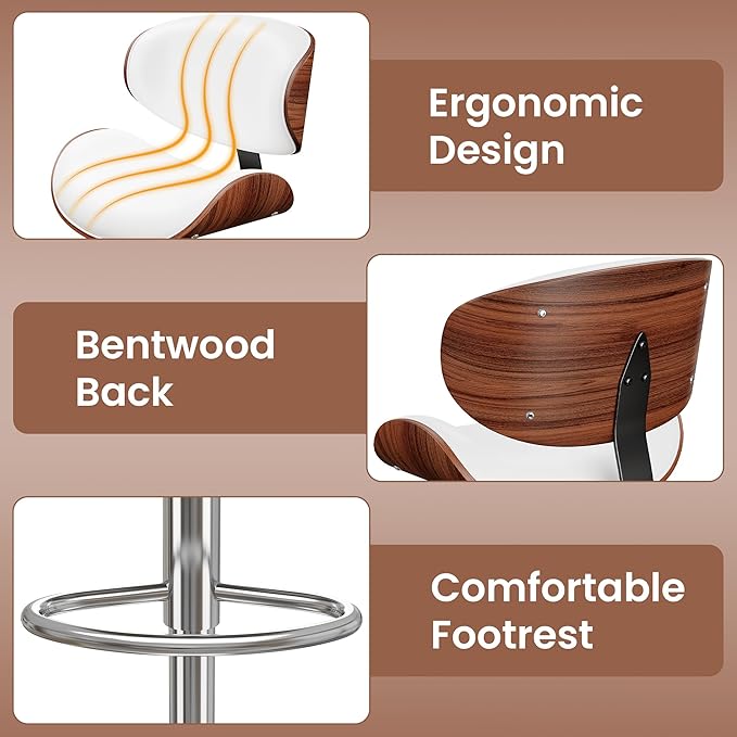 YaFiti Bar Stools Modern Swivel Bar Chairs, Barstools Counter Height - Image 4