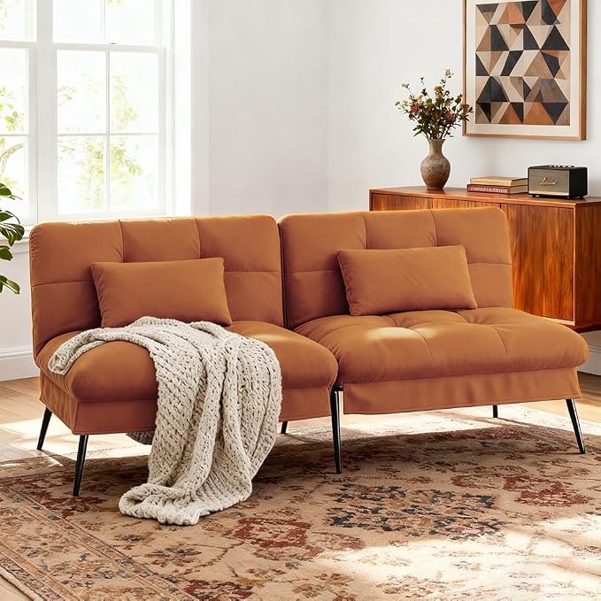COMHOMA 72″ Futon Sofa Bed, Convertible Fabric Futons Couch - Image 6