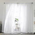 White Sheer Curtain 90 Inches Long 2 Panels Set, Solid Filmy Drapes by OWENIE