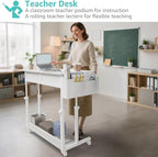 WINAZ Small Rolling Desk with Drawers & Storage - Image 4