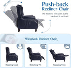 Wingback Recliner Chair with Massage and Heat, Tufted PU Leather Push Back - Image 4