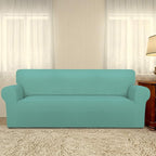 PureFit Stretch Oversized Couch Covers Fleece Sofa Slipcovers Cyan | 1-Piece - Image 2