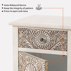 HOMPUS White Nightstand with Drawer & Storage, Fully-Assembled Flower Motif - Image 8