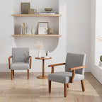 Accent Chairs Set of 2 with Round Side Table, Soft Fabric Upholstered Armchair by TASSULLO