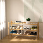 ROMGUAR CRAFT 3-Tier Bamboo Long Shoe Rack, Free Standing Wood Shoe Shelf - Image 2
