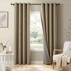 100% Blackout Linen Textured Curtains 90 Inch Long, Plaza Taupe | 100% Blackout by 100BlackoutShield