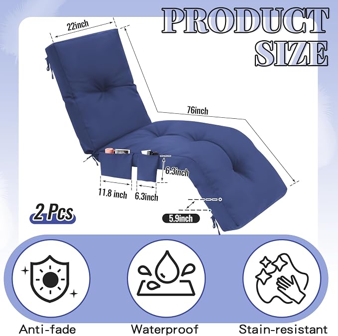 Outdoor Chaise Lounge Cushions - Image 2