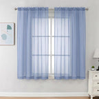 Chyhomenyc Sheer Curtains 63 Inch Length 2 Panels, Denim Blue | Light Filtering by Chyhomenyc