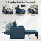 Iroomy 5-Level Adjustable Convertible Sleeper Chair, 3-in-1 Corduroy Pull Out - Image 5