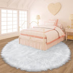 6ft Sheepskin Faux Fur White Round Rugs - Image 6