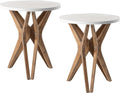 Pedestal Farmhouse End Table Set of 2, Distressed Top by LONYKE