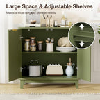 Fluted Cabinet with Storage, 2 Doors Sideboard Buffet, Mid Century Modern - Image 4
