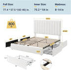 Allewie Full Size Storage Bed Frame, Vertical Channel Tufted Adjustable - Image 2