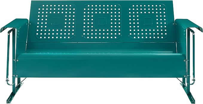 Crosley Furniture Bates Retro Metal Outdoor Sofa Glider, 3-Person Rocking Patio - Image 4