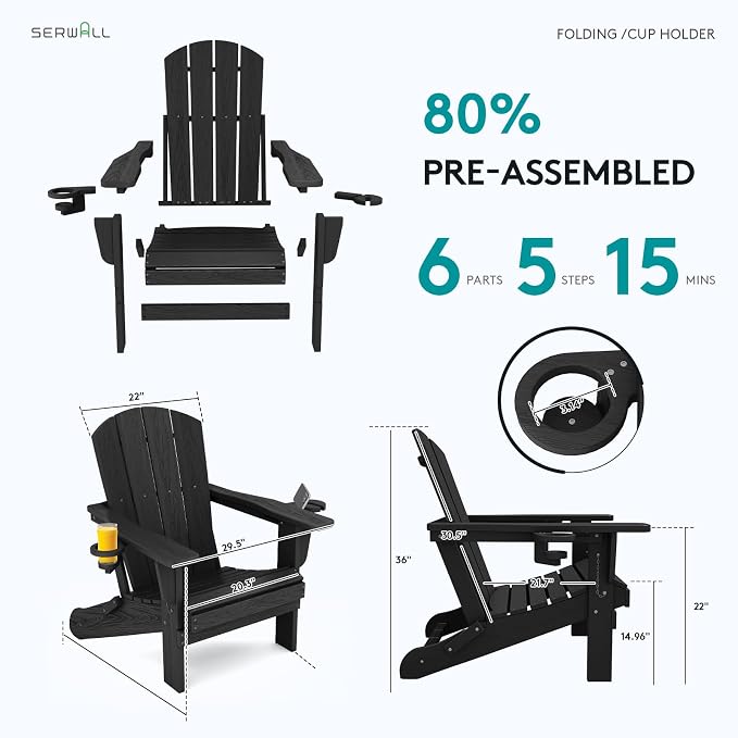 SERWALL HDPE Folding Adirondack Chair - Image 7