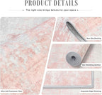 2x3 Washable Entryway Rug: Modern Abstract Soft Carpet Pink White | - Image 5