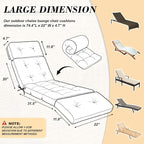 Outdoor Chaise Lounge Chair Cushion 74.2 x 22 x 4.7 Inches Thickened 100% - Image 2