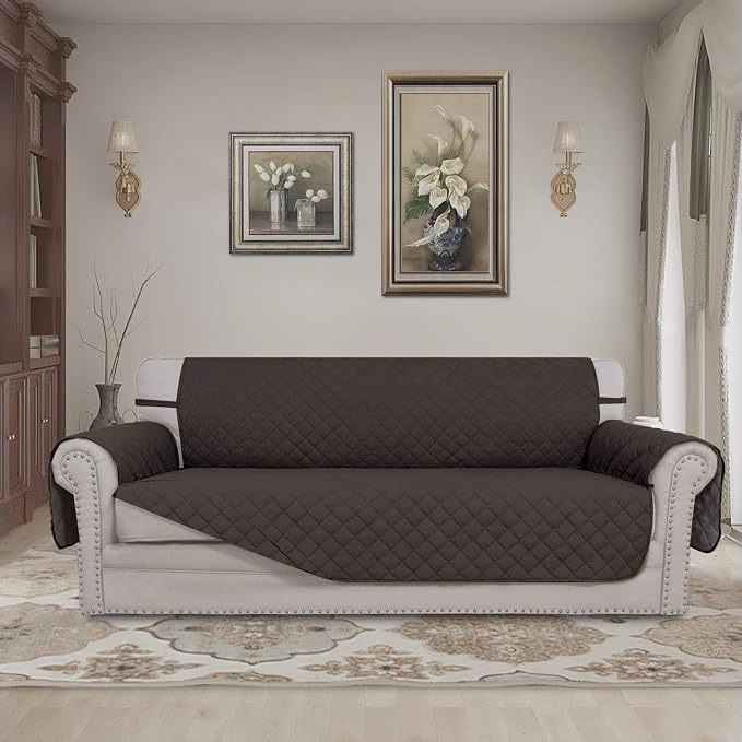 Easy-Going Reversible Couch Cover, 4 Seater Sofa, Chocolate/Chocolate | - Image 2