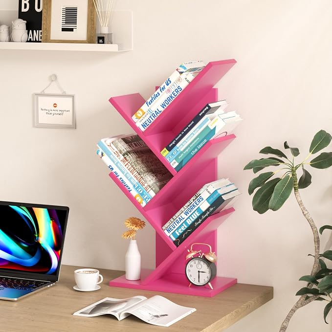 SHEEPAM 5 Tier Tree Book Shelf, Small Desktop Bookshelf - Image 2