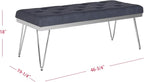 SAFAVIEH Home Collection – Marcella Navy Linen Tufted Upholstered Accent Bench - Image 3