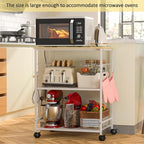 ThreeHio Rolling Kitchen Microwave Cart, 3 Tier Microwave Table Stand - Image 5