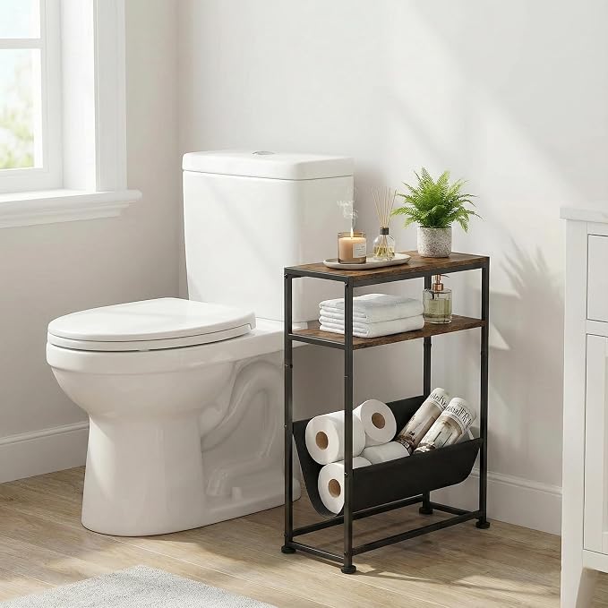 Narrow End Table with Magazine Rack, 2-Tier Slim Side Table - Image 9