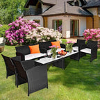 Tangkula Patio Wicker Conversation Furniture Set, Patiojoy Sofa & Table Set w/4 - Image 3
