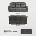 Lexicon 83.5" W Manual Double Reclining Sofa, Polished Microfiber Recliner Sofa - Image 5