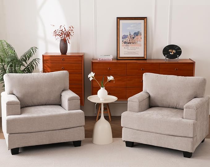 Rexulqo Oversized Accent Chair Set of 2, Upholstered Armchair by REXULQO