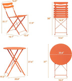 GarveeLife 3 Piece Patio Bistro Set, Folding Patio Bistro Table and Chairs Set - Image 8