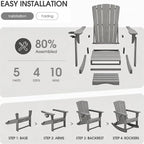 Adirondack Rocking Chair with Retractable Ottoman, Outdoor Folding Adirondack - Image 7
