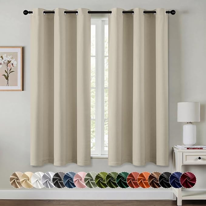 MIULEE Blackout Curtains for Bedroom 2 Panels 40 x 54 Inch Long Sand | Thermal by MIULEE
