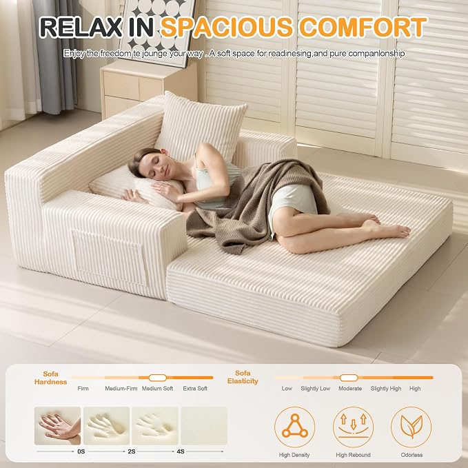 Erament Convertible Sofa Bed, Loveseat Folding Floor Futon Sleeper Sofa Couch - Image 6