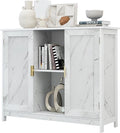TaoHFE Marble Top Narrow Sideboard Cabinet, Modern White Marble Side Buffet by TAOHFE