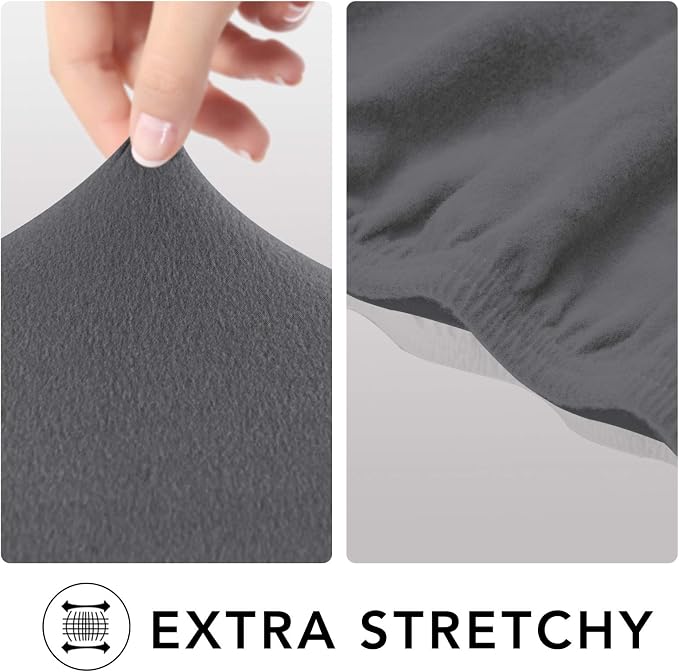 PureFit Stretch Oversized Couch Covers Fleece Sofa Slipcovers Gray | 1-Piece - Image 4